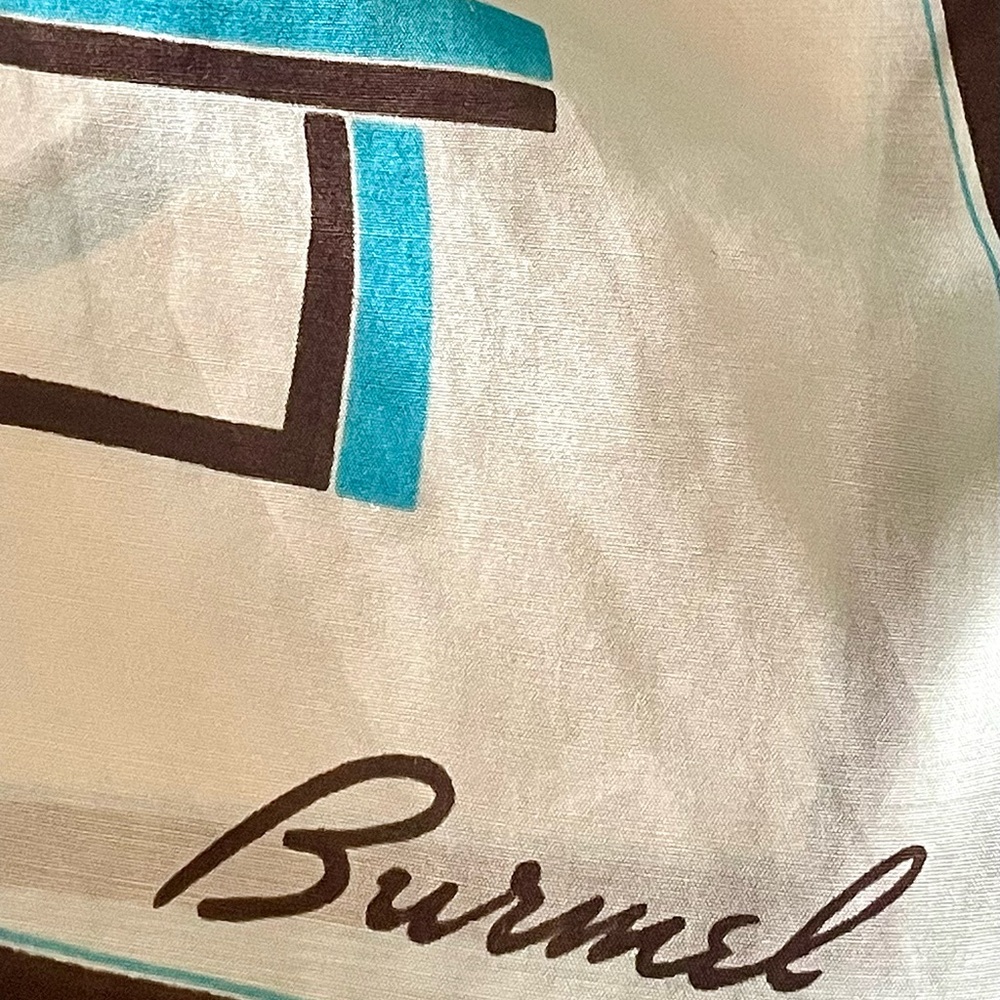 Burmel Silk Scarf - Teal and‎ Brown - Picture 2 of 7